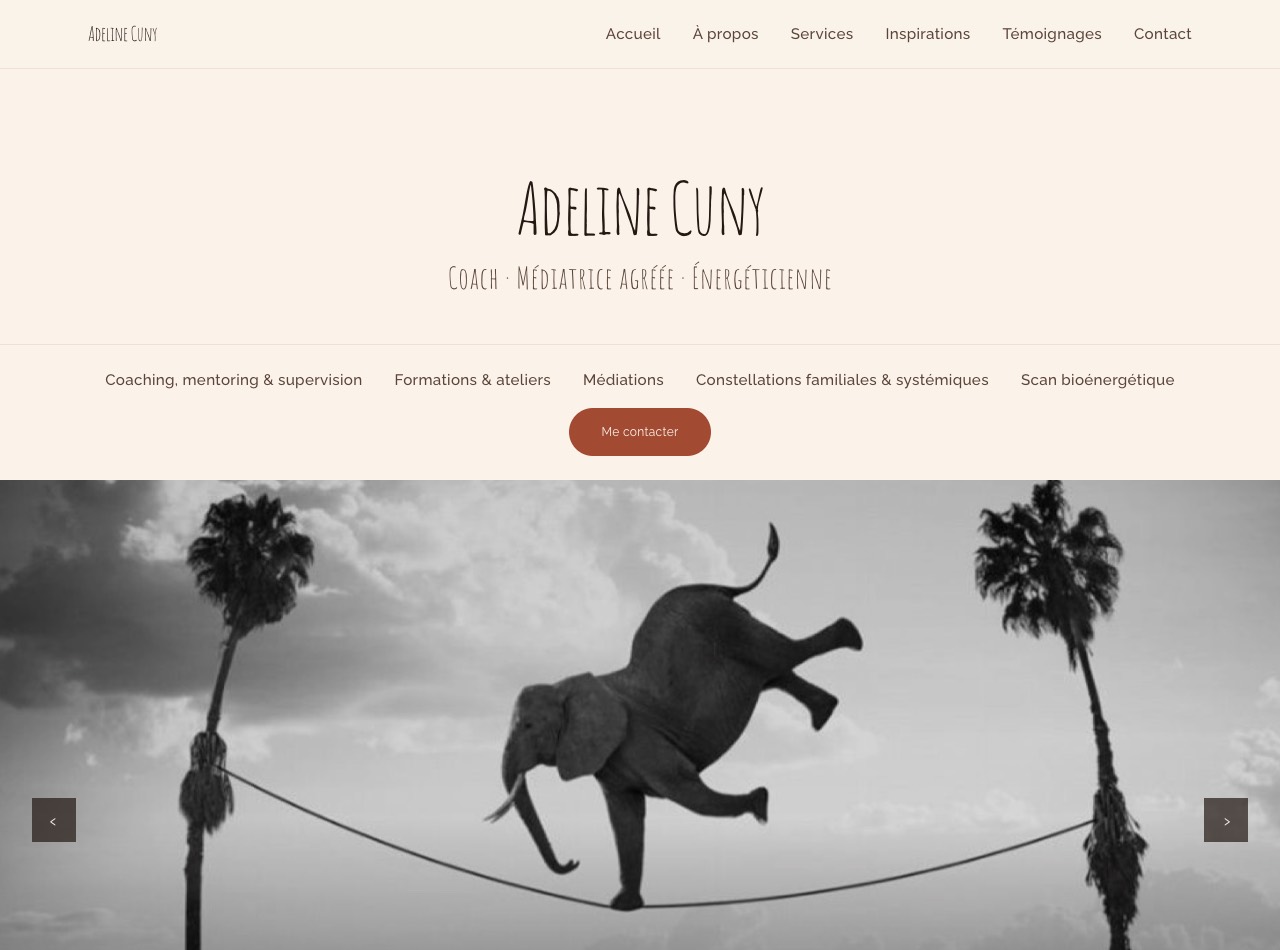 La page d'accueil du site d'Adeline Cuny, réalisé par Gary Martin