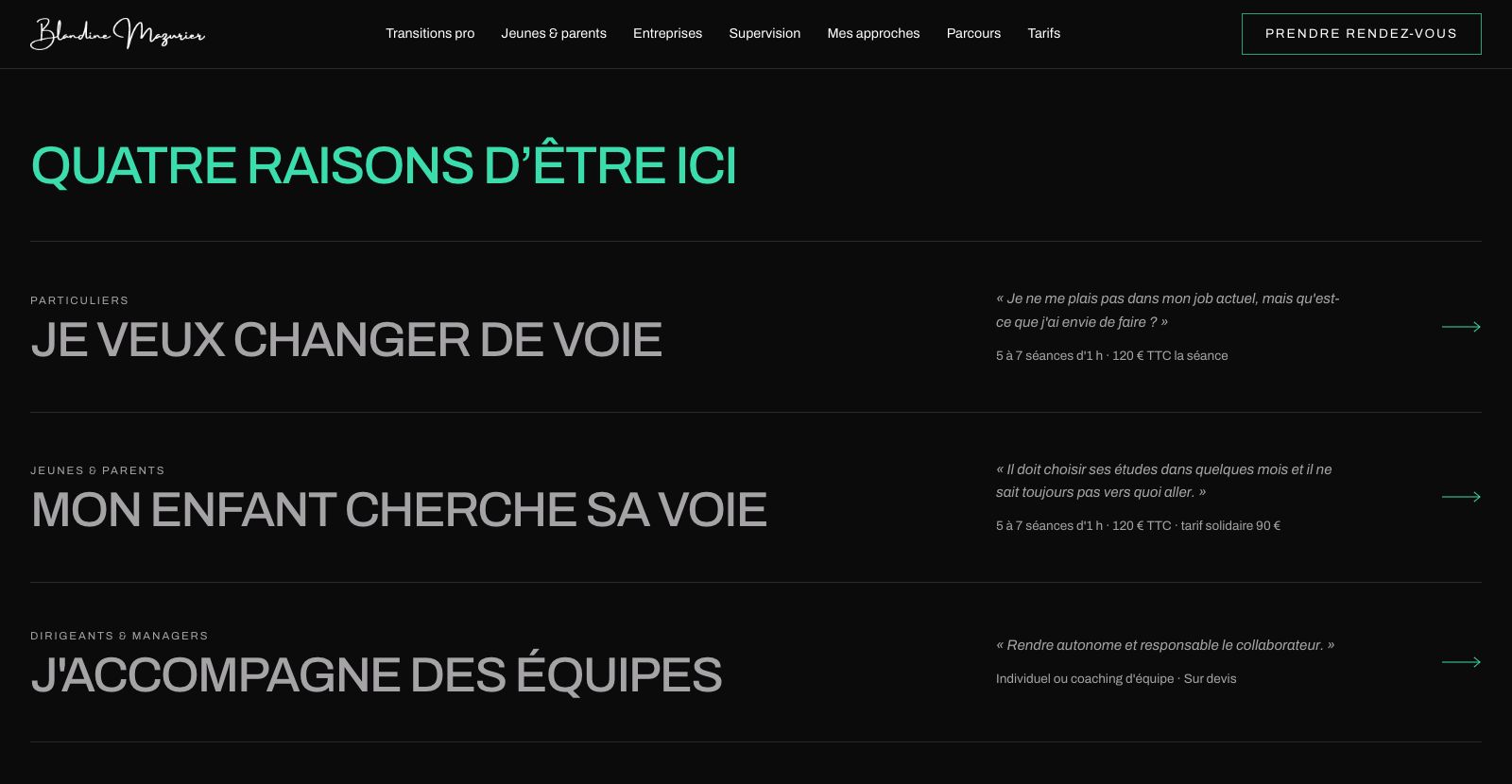 Le carrefour des quatre publics sur le site de Blandine Mazurier
